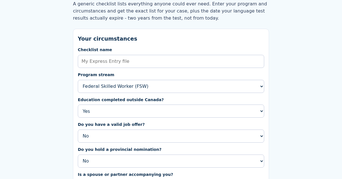 PNCheck: Canadian Express Entry Document Checklist Generator